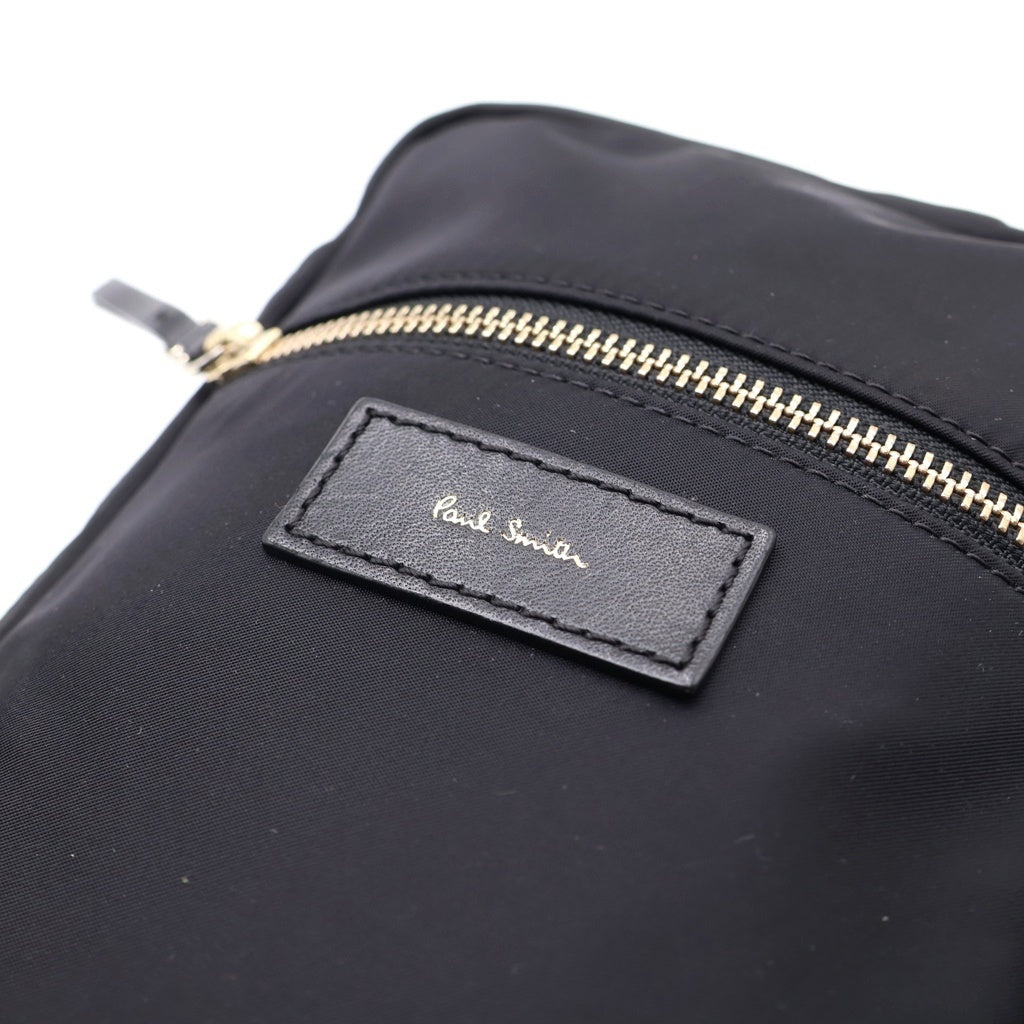 Paul Smith(ポールスミス) レザーロゴパッチ ナイロンウェイビングボディバッグ ブラック