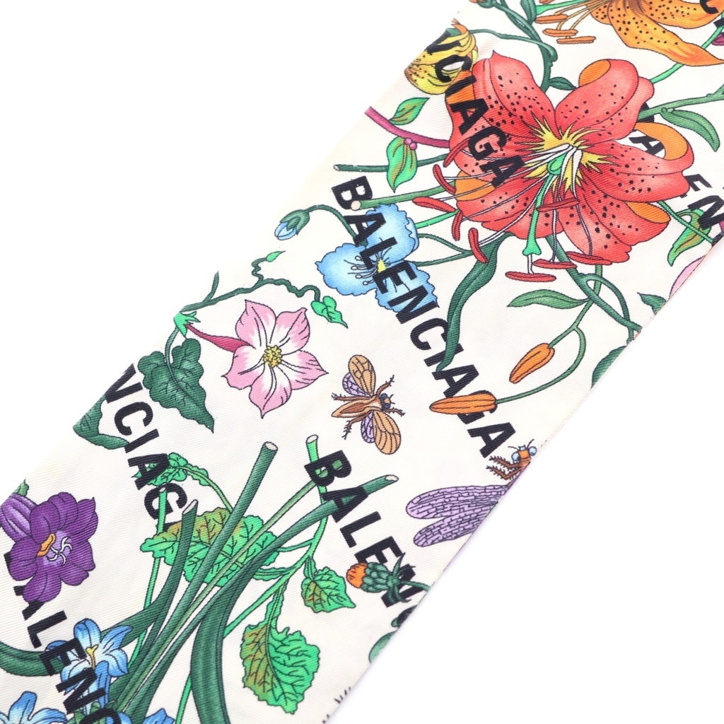 GUCCI(グッチ) The Hacker Flora Print Silk Neck Bow バレンシアガ ザハッカープロジェクト フローラルプリント 花柄 シルクスカーフ ホワイト レディース