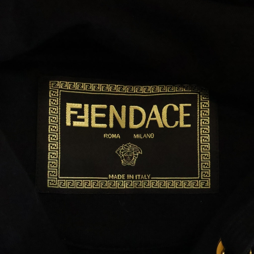 FENDI(フェンディ) ×VERSACE フロントFENDACE ロゴプリント プルオーバースウェットフーディー ブラック/ゴールド 12CPF-22-103