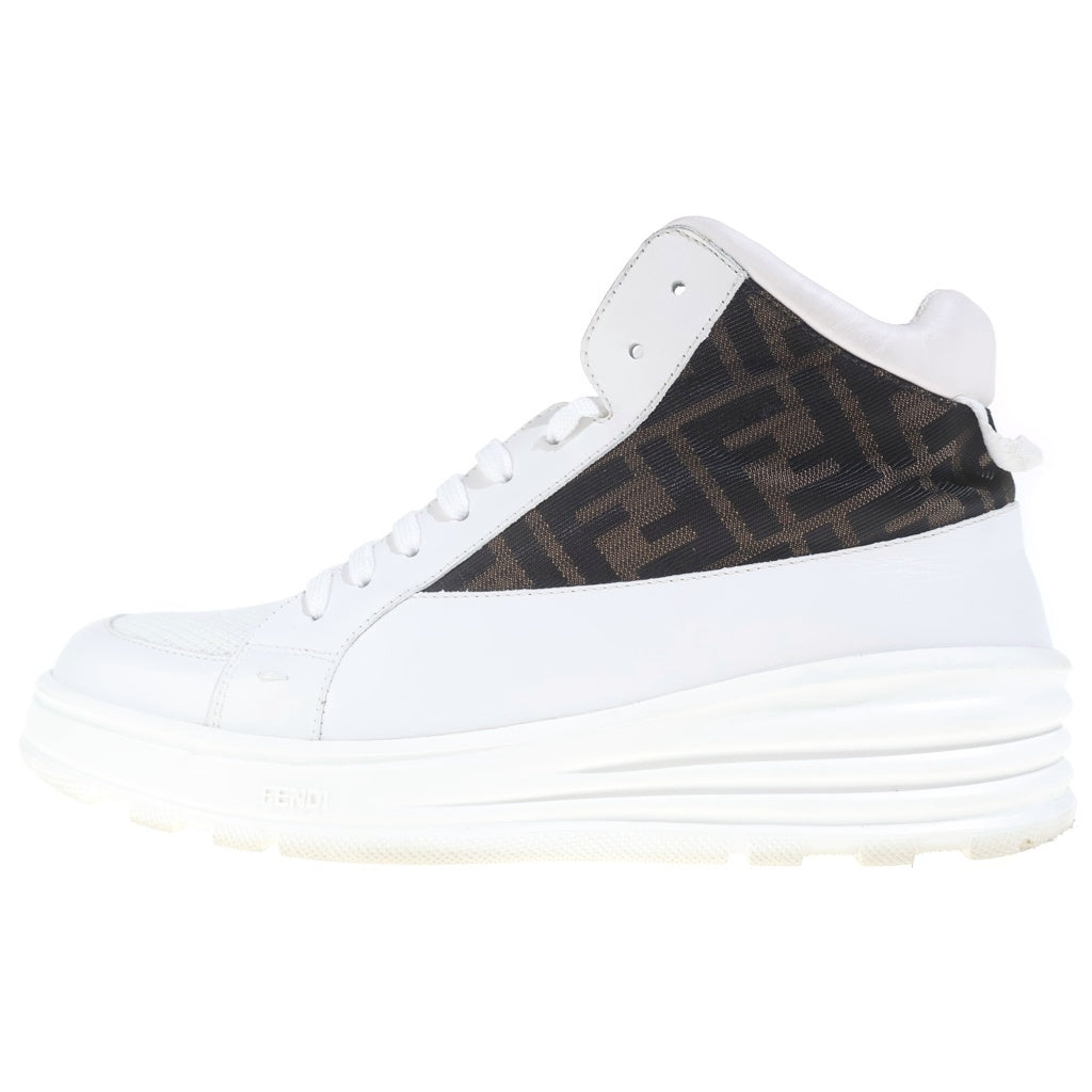 FENDI(フェンディ) FFズッカ柄 メッシュ レザー ハイカットスニーカー ホワイト 7E1315 A9SA F150F