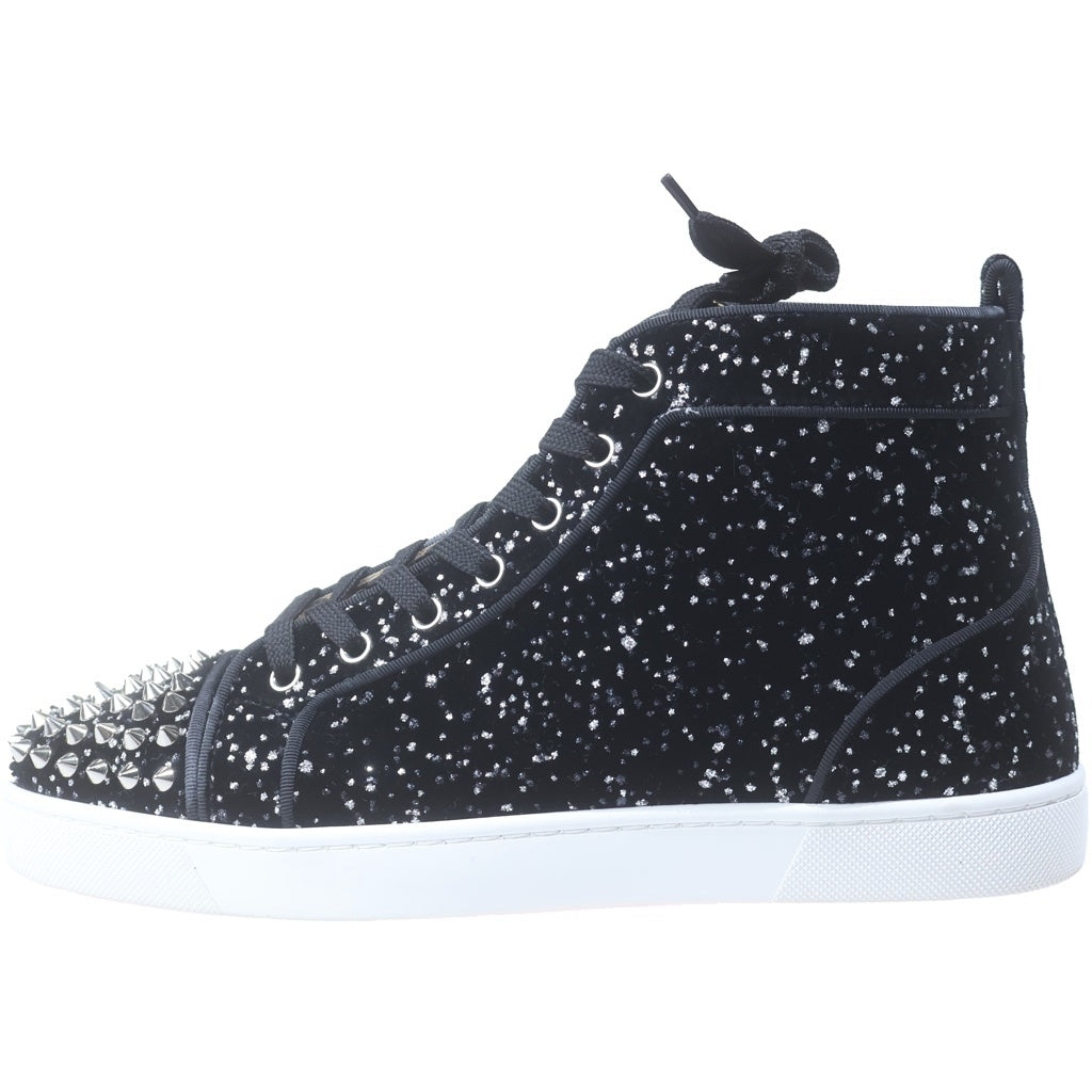 CHRISTIAN LOUBOUTIN(クリスチャンルブタン) エナメル ラインストーン装飾 ハイカットスニーカー ブラック