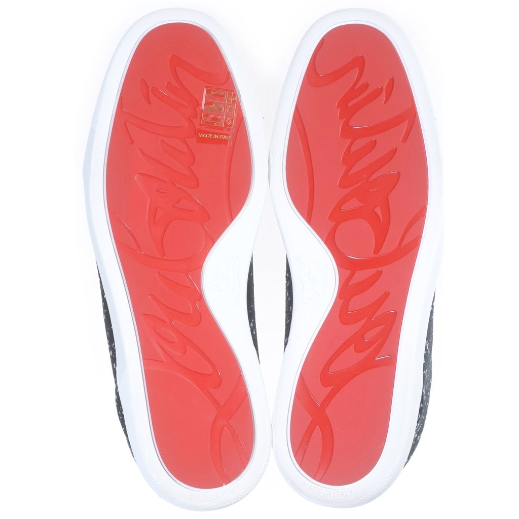 CHRISTIAN LOUBOUTIN(クリスチャンルブタン) エナメル ラインストーン装飾 ハイカットスニーカー ブラック
