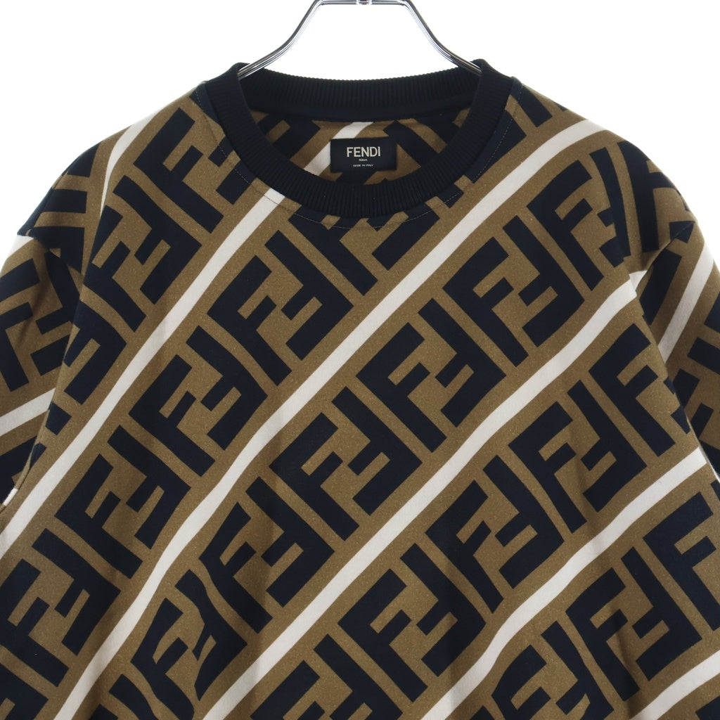 FENDI(フェンディ) FFズッカ柄 クルーネックスウェットトレーナー ブラック/ブラウン 12CPF-19-4804