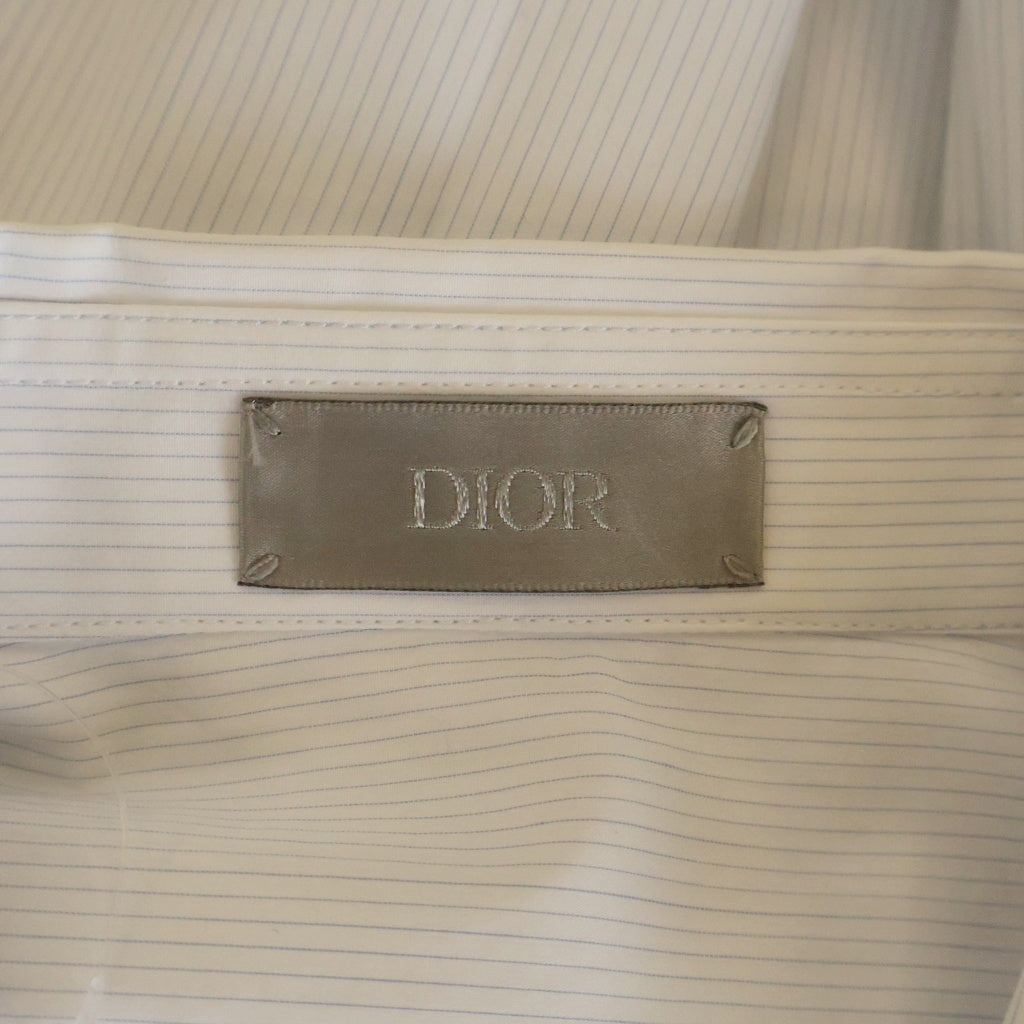 DIOR(ディオール) 20AW×Judy Blame ジュディブレイム フロント ロゴプリント ストライプ 長袖シャツ ライトブルー 043C597C5011