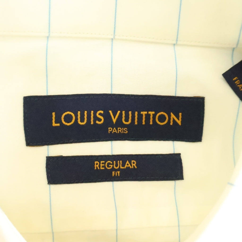 LOUIS VUITTON(ルイヴィトン) モノグラムプリント ストライプ長袖シャツ ホワイト/ブルー RM201Q THL HIS41W