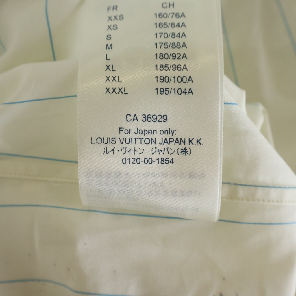LOUIS VUITTON(ルイヴィトン) モノグラムプリント ストライプ長袖シャツ ホワイト/ブルー RM201Q THL HIS41W