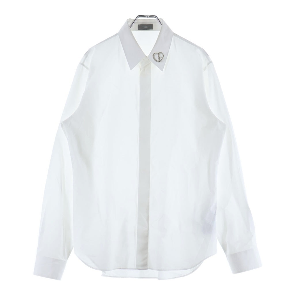 DIOR(ディオール) 22SS CDハート ビジューコットンシャツ ホワイト 213C526A2088