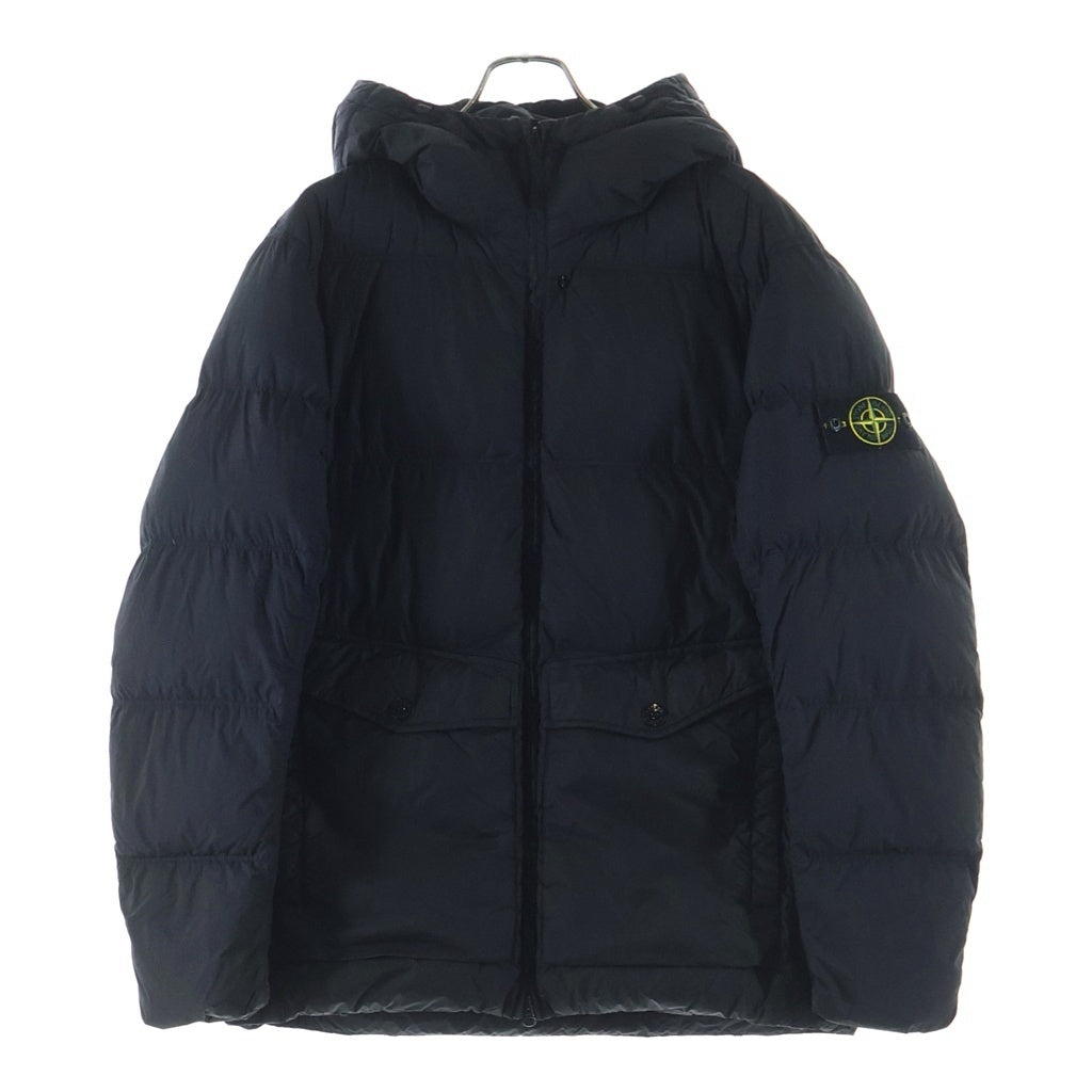STONE ISLAND(ストーンアイランド) 25AW LOGO PATCH DAWN JACKET 袖ロゴパッチ フーデッド ジップアップ ナイロンダウンジャケット ブラック K2S154100011