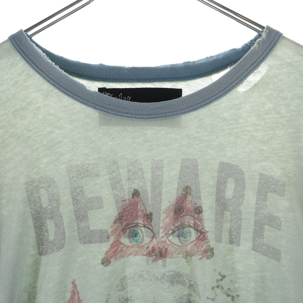Paly Hollywood(パリーハリウッド) 26SS MSTR ME TONAL L/S TEE 3U002Q1010 ヴィンテージ加工 クロップド丈 ラインストーンロゴ クルーネック長袖Tシャツカットソー ロンT グレー