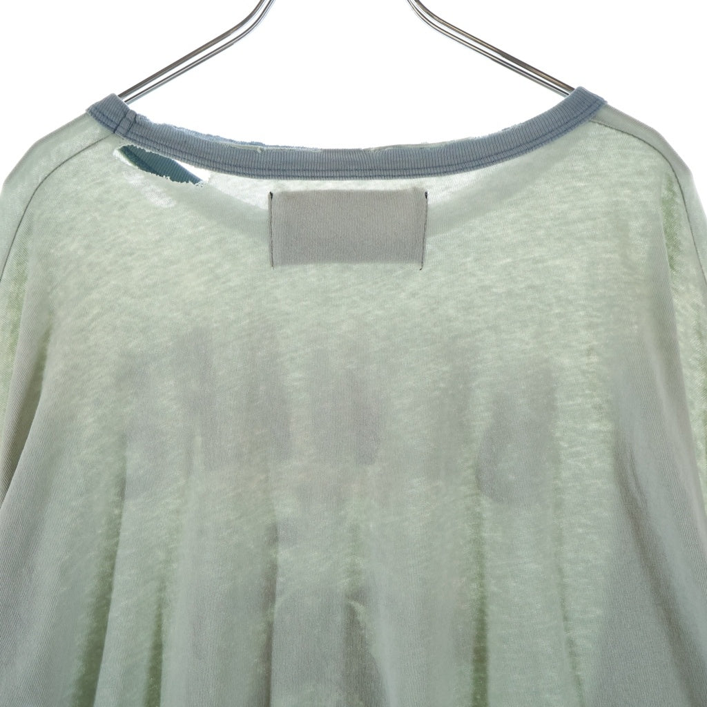 Paly Hollywood(パリーハリウッド) 26SS MSTR ME TONAL L/S TEE 3U002Q1010 ヴィンテージ加工 クロップド丈 ラインストーンロゴ クルーネック長袖Tシャツカットソー ロンT グレー