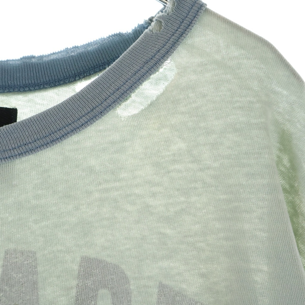 Paly Hollywood(パリーハリウッド) 26SS MSTR ME TONAL L/S TEE 3U002Q1010 ヴィンテージ加工 クロップド丈 ラインストーンロゴ クルーネック長袖Tシャツカットソー ロンT グレー