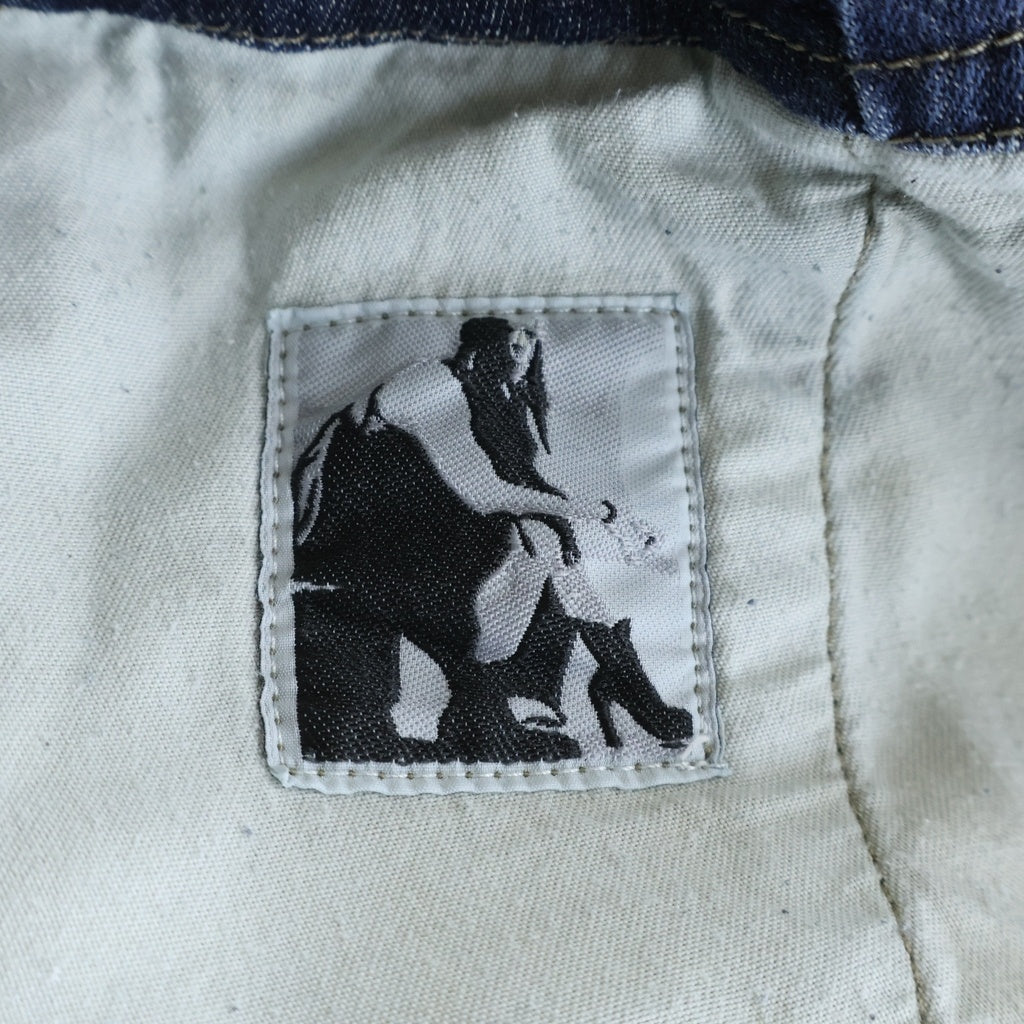 DRKSHDW(ダークシャドウ) 24SS DOUBLE CARGO JUMBO BELAS ダブルカーゴジャンボベラ スカイ/ディド ブリーチ加工 ドローストリングワイドカーゴパンツ インディゴ DU01D1398-DKYDFR
