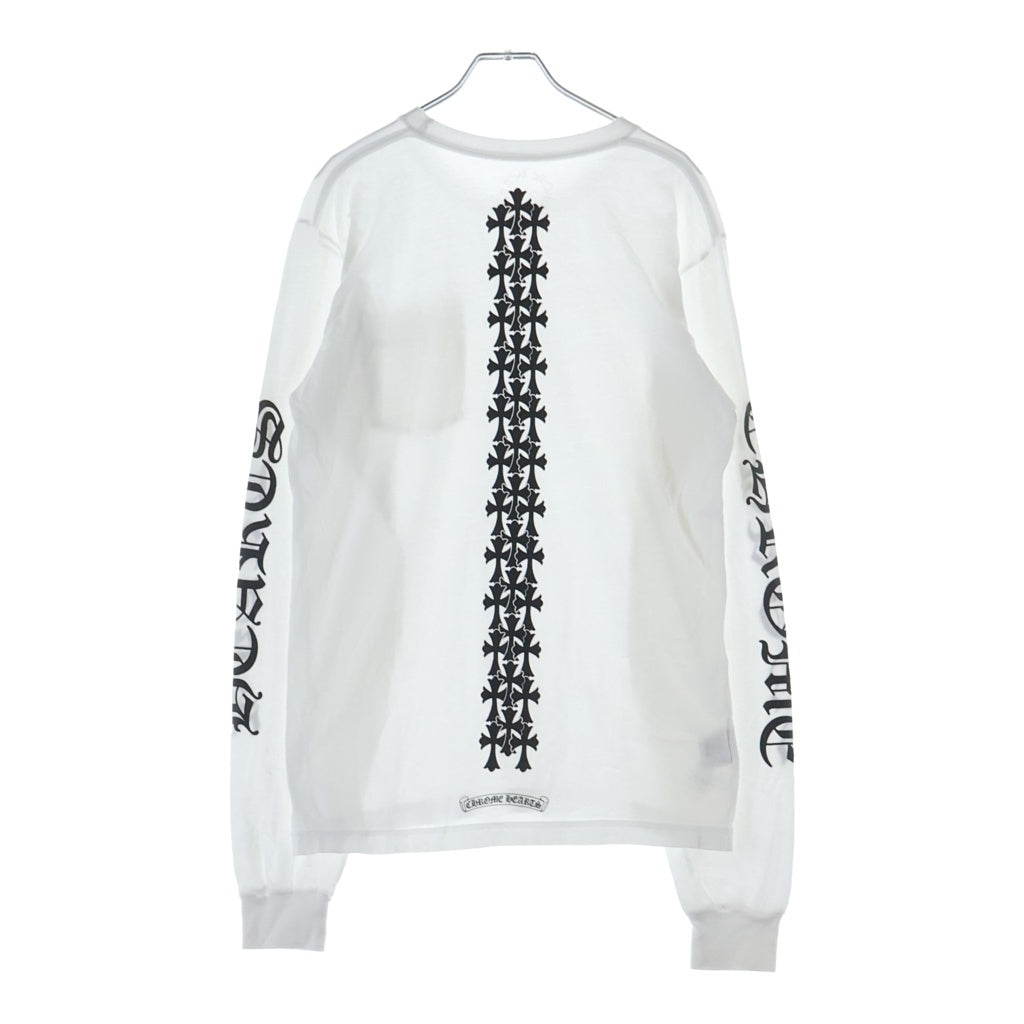 CHROME HEARTS(クロムハーツ) Cemetery Cross Tire Track Tee セメタリークロスタイヤトラック クルーネック長袖Tシャツカットソー ロンT ホワイト
