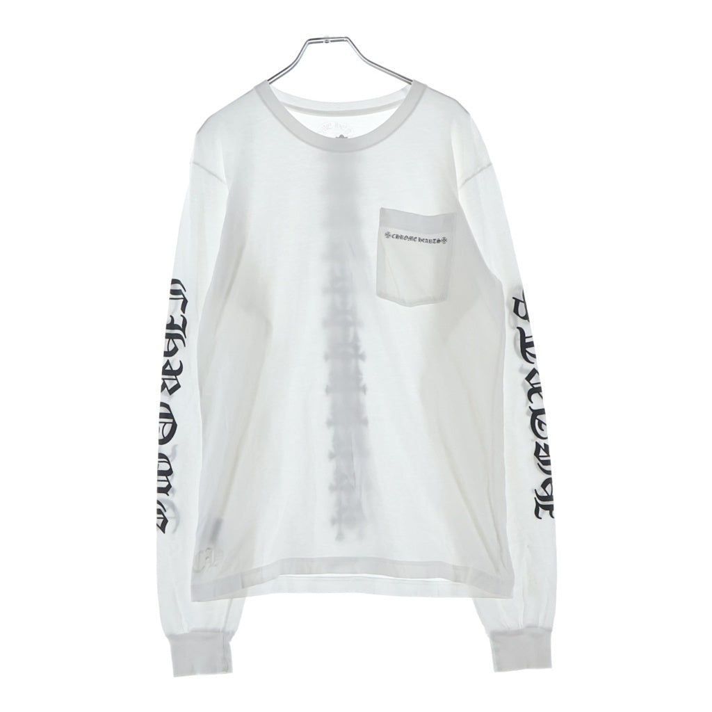 CHROME HEARTS(クロムハーツ) Cemetery Cross Tire Track Tee セメタリークロスタイヤトラック クルーネック長袖Tシャツカットソー ロンT ホワイト