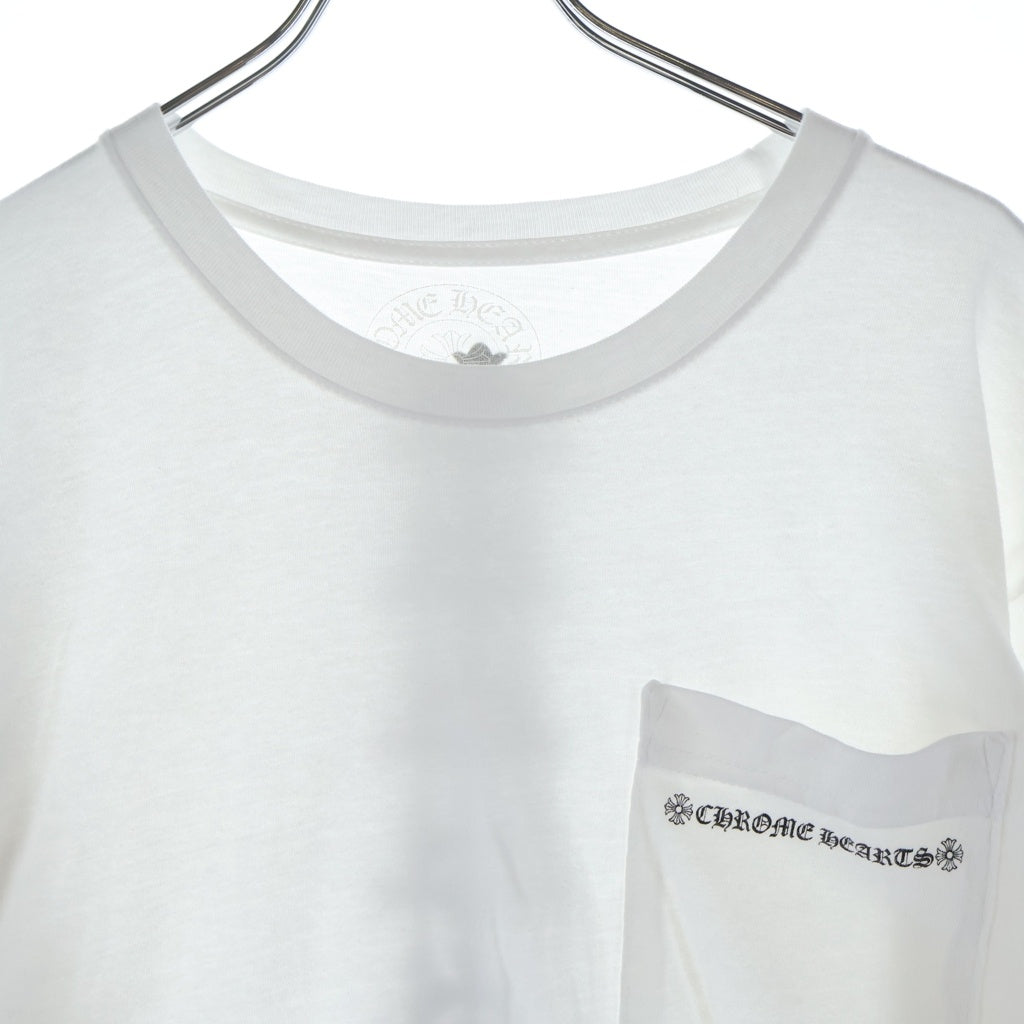 CHROME HEARTS(クロムハーツ) Cemetery Cross Tire Track Tee セメタリークロスタイヤトラック クルーネック長袖Tシャツカットソー ロンT ホワイト