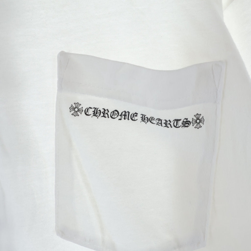 CHROME HEARTS(クロムハーツ) Cemetery Cross Tire Track Tee セメタリークロスタイヤトラック クルーネック長袖Tシャツカットソー ロンT ホワイト