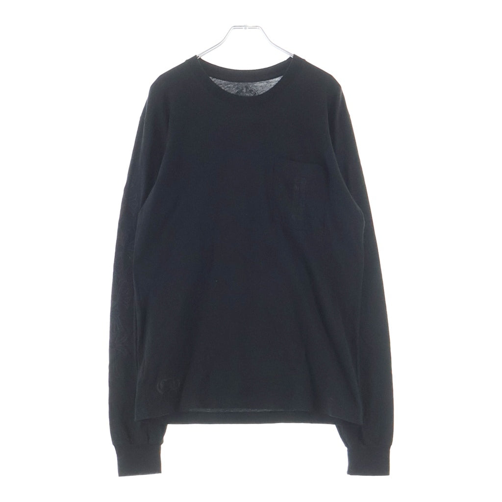 CHROME HEARTS(クロムハーツ) MIAMI LTD Vertical Logo L/S Tee マイアミ限定 ヴァーティカルロゴプリント 袖フローラル 長袖Tシャツカットソー ロンT ブラック