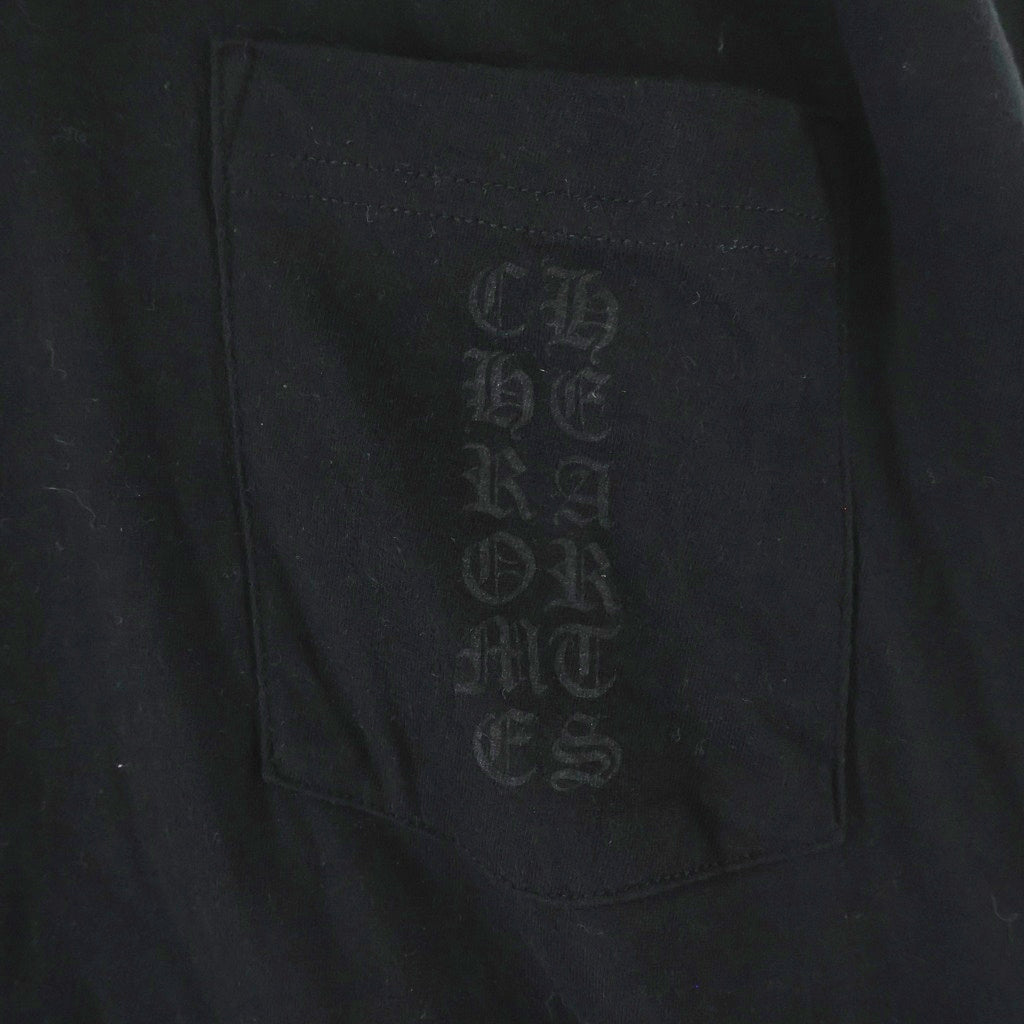 CHROME HEARTS(クロムハーツ) MIAMI LTD Vertical Logo L/S Tee マイアミ限定 ヴァーティカルロゴプリント 袖フローラル 長袖Tシャツカットソー ロンT ブラック