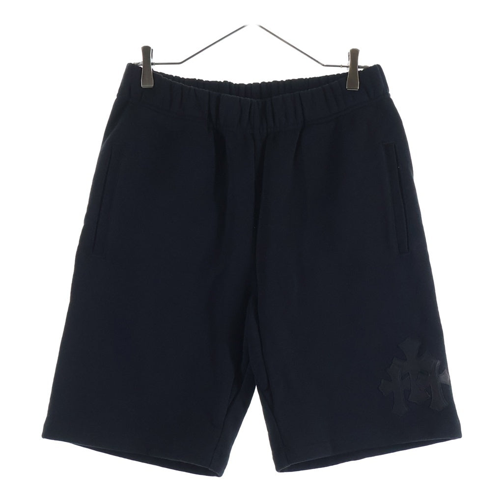 CHROME HEARTS(クロムハーツ) Y NOT SWEAT HALF PANTS ワイノット パテント ハラコレザークロスパッチ スウェットハーフパンツ ショーツ ブラック