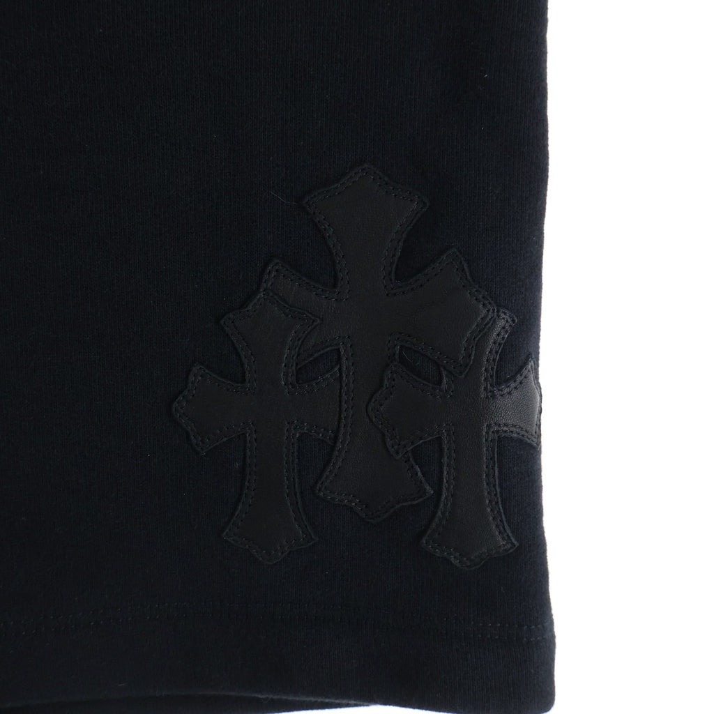 CHROME HEARTS(クロムハーツ) Y NOT SWEAT HALF PANTS ワイノット パテント ハラコレザークロスパッチ スウェットハーフパンツ ショーツ ブラック