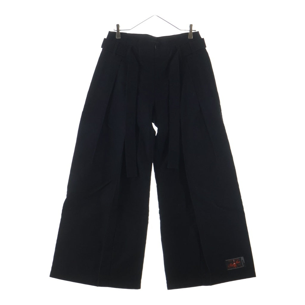 NO BRAND(ノーブランド) SYU MAN 【シュウ マン】 23AW ベルテッドタックワイドスウェットパンツ ブラック AD-B23aw-10
