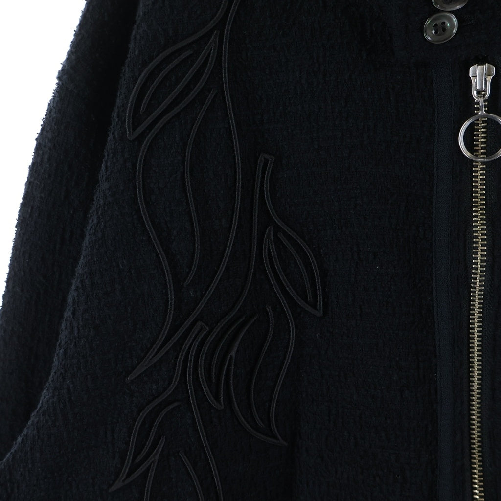 SyuMan(シューマン) 24SS スタンドカラーコットン混 ジップアップジャケット ブラック YO24ss-05