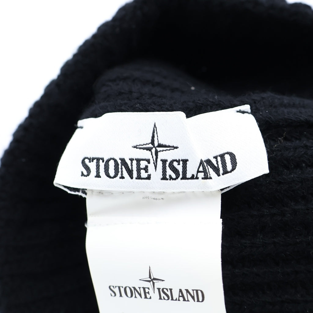 STONE ISLAND(ストーンアイランド) ロゴワッペン ウールリブニットキャップ ブラック 7515N10B5