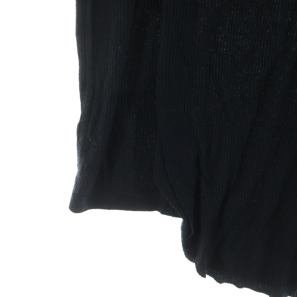 ANN DEMEULEMEESTER(アンドゥムルメステール) グラフィックプリント ロング丈 クルーネック 長袖Tシャツ カットソー ブラック 21-01-342004