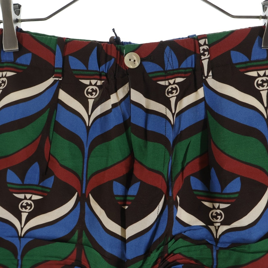 GUCCI(グッチ) adidas Trefoil Print Shorts Brown/Green アディダス トレフォイル パンツ ショーツ ショートパンツ 総柄 ブラウン/グリーン 702439 ZAJOV