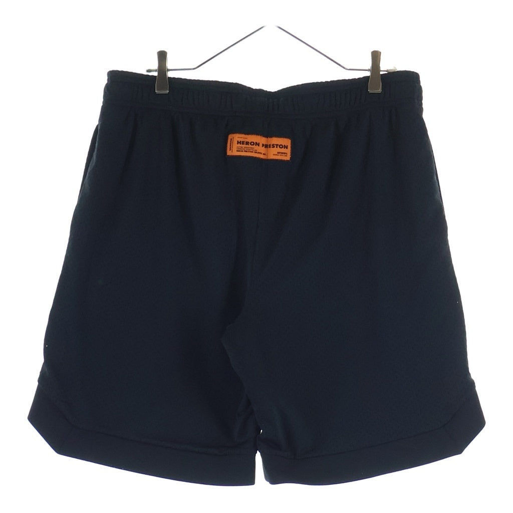 HERON PRESTON(ヘロンプレストン) 23SS BASKETBALL SHORTS バスケットボールロゴプリントショーツ メッシュショートパンツ バックロゴ刺繍 ブラック HMVH003S23JER001