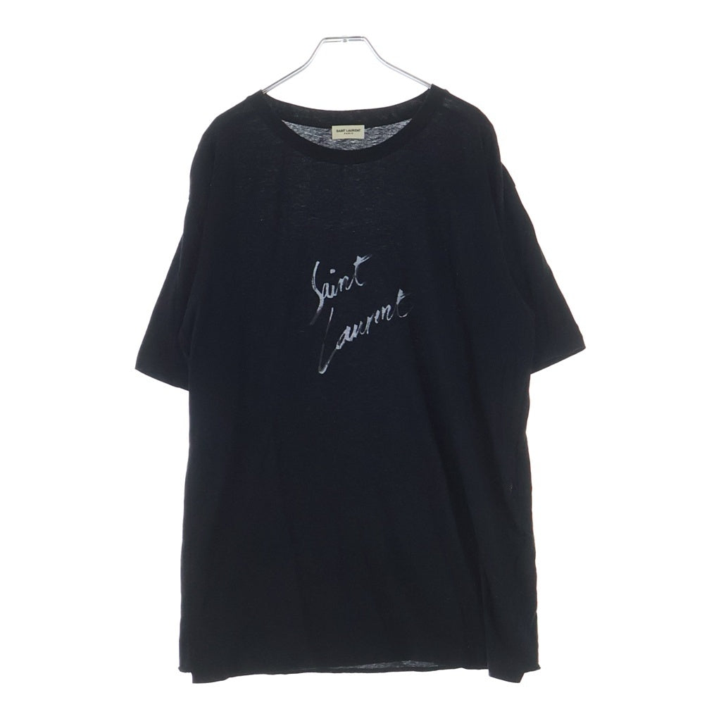 SAINT LAURENT PARIS(サンローランパリ) 19SS フロントロゴプリント クルーネック半袖Tシャツカットソー ブラック 480406