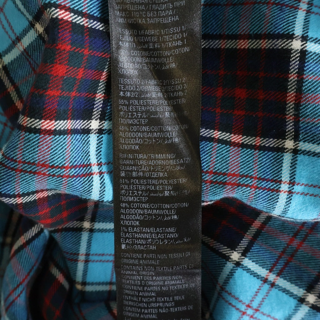 BALENCIAGA(バレンシアガ) 21SS TROMPEL トロンプル オーバーサイズ ドッキングコットン長袖チェックシャツ ブルー 699371