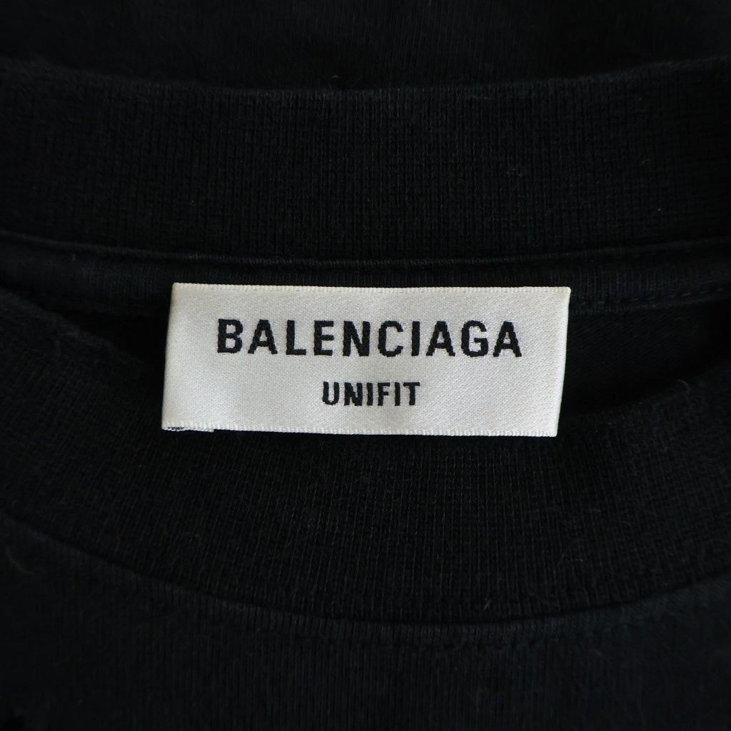 BALENCIAGA(バレンシアガ) 21SS MAISON BALENCIAGA メゾンバレンシアガ ダメージ加工 オーバーサイズ クルーネック長袖Tシャツカットソー ロンT ブラック 681046