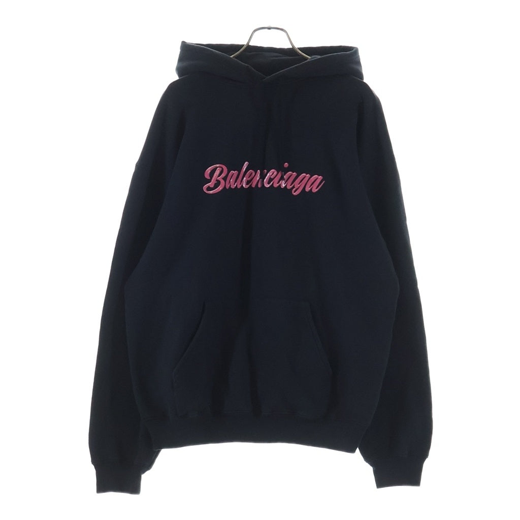 BALENCIAGA(バレンシアガ) 19AW バービーロゴプリント プルオーバーパーカー フーディ ブラック 583215