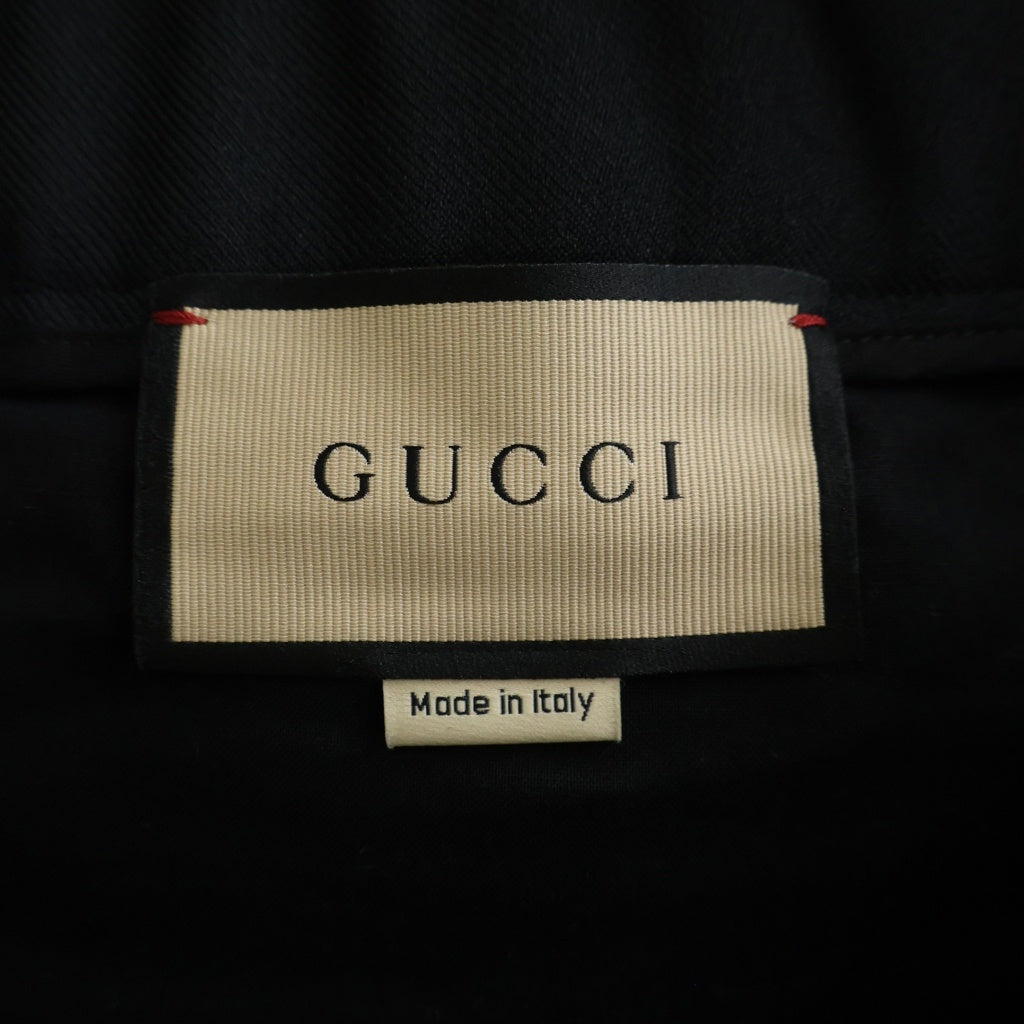 GUCCI(グッチ) 23SS ロゴ刺繍 サイドライン スラックスパンツ ブラック 727451