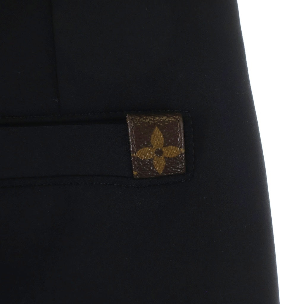 LOUIS VUITTON(ルイヴィトン) バックモノグラムレザーパッチ ナイロン混フレアスラックスパンツ ブラック レディース FIPX71NHY