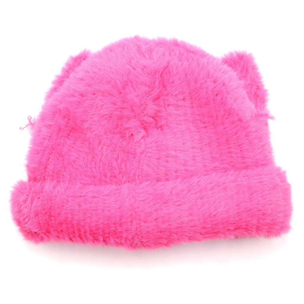 CHARLES JEFFREY LOVERBOY(チャールズジェフリーラバーボーイ) 24AW FLUFFY CHNKY EARS BEANIE ファーニットキャップ ビーニー 帽子 ピンク レディース