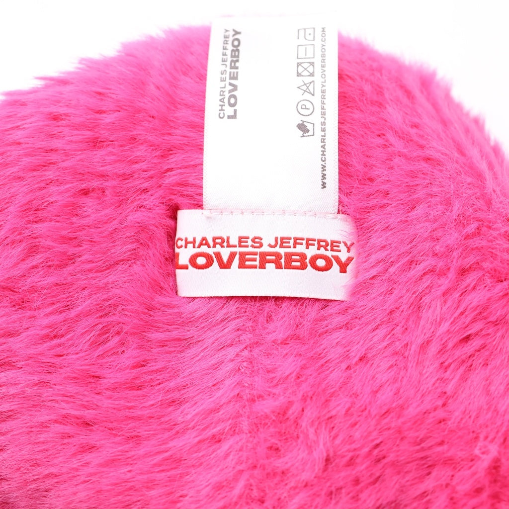 CHARLES JEFFREY LOVERBOY(チャールズジェフリーラバーボーイ) 24AW FLUFFY CHNKY EARS BEANIE ファーニットキャップ ビーニー 帽子 ピンク レディース