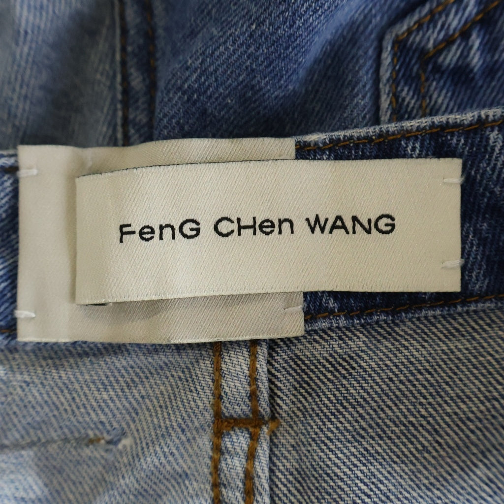 Feng Chen Wang(フェン チェン ワン) Pleated Denim Pants プリーテッド 2トーン フレアデニムパンツ ジーンズ インディゴ