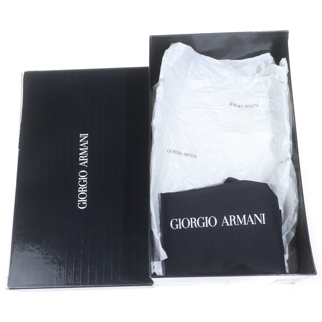GIORGIO ARMANI(ジョルジオアルマーニ) クロコ パテントレザー ドレスシューズ ローファー ブラック X2J007