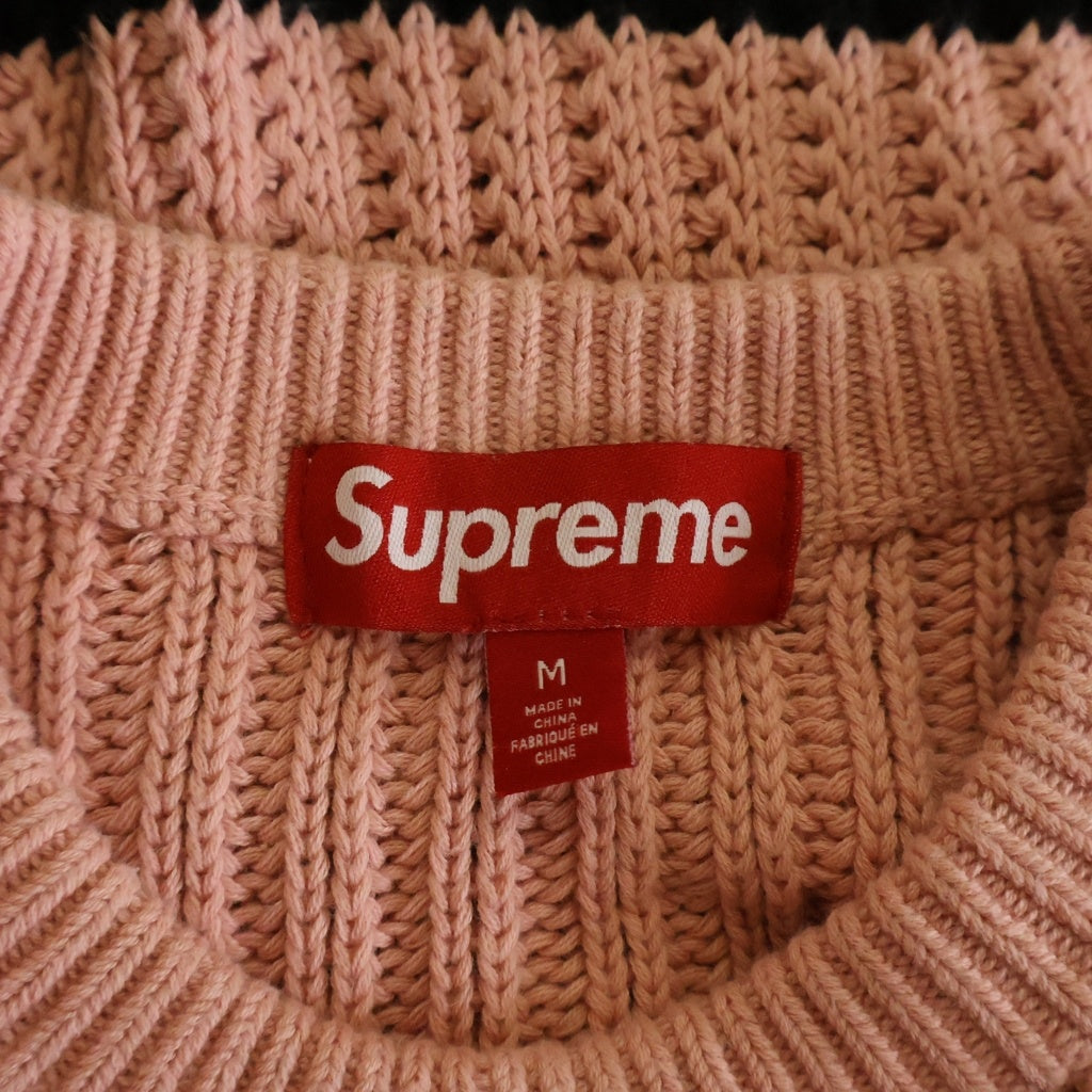 SUPREME(シュプリーム) 25SS Loose Gauge Small Box Sweater ボーダースモールボックスロゴ クルーネック長袖ニットセーター ピンク/ブラック