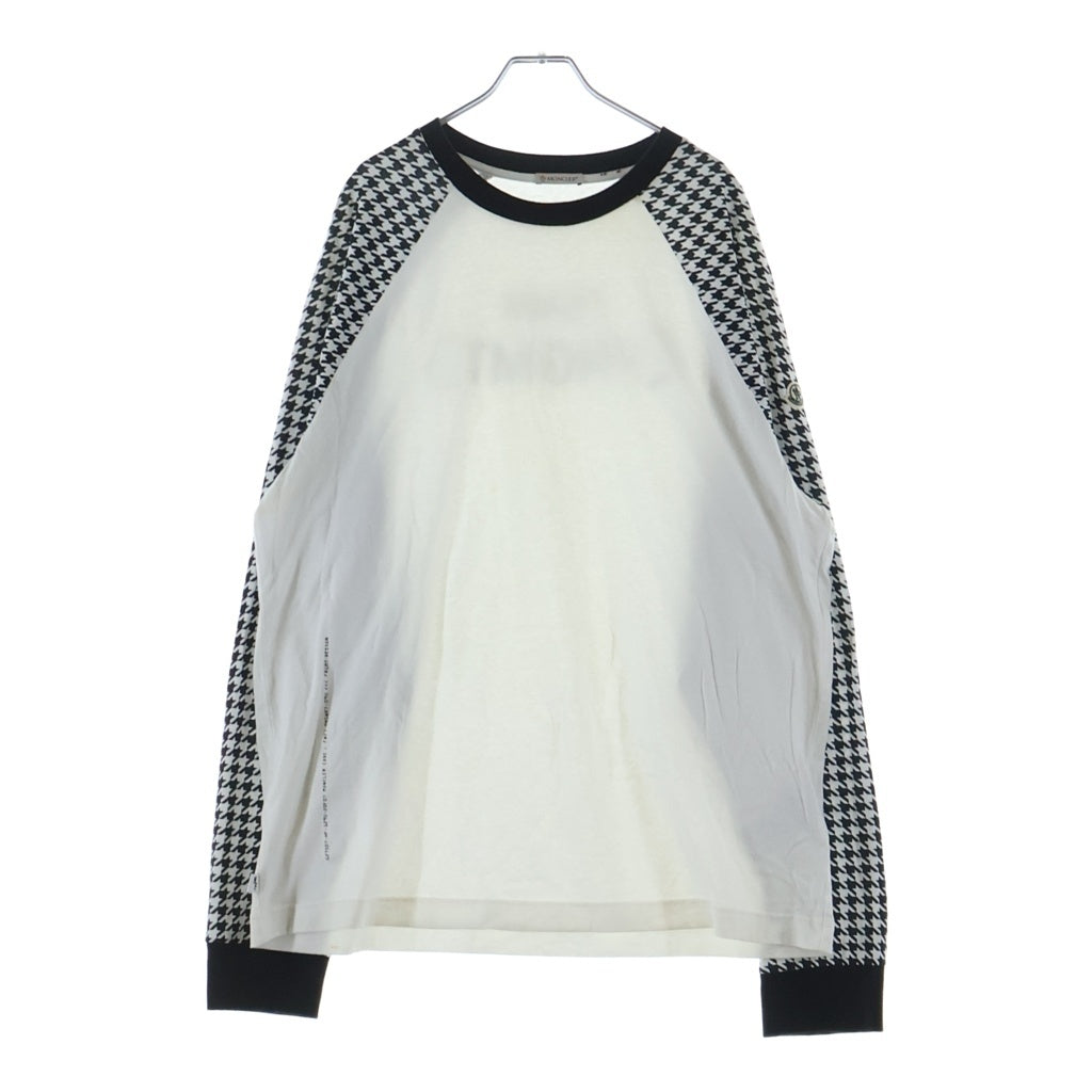 MONCLER(モンクレール) × FRAGMENT FRGMT フラグメント 千鳥柄切替 長袖 ロングスリーブ Tシャツ カットソー ホワイト