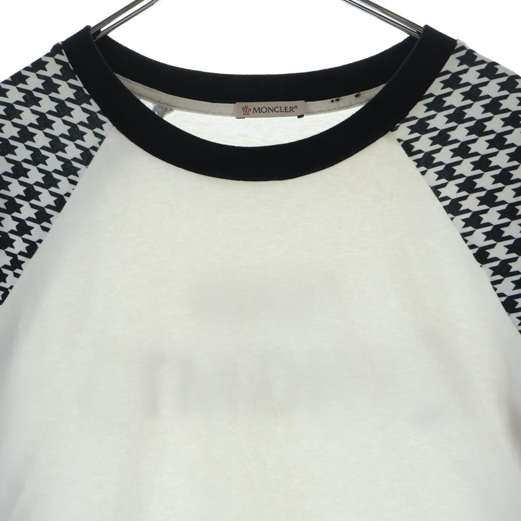 MONCLER(モンクレール) × FRAGMENT FRGMT フラグメント 千鳥柄切替 長袖 ロングスリーブ Tシャツ カットソー ホワイト