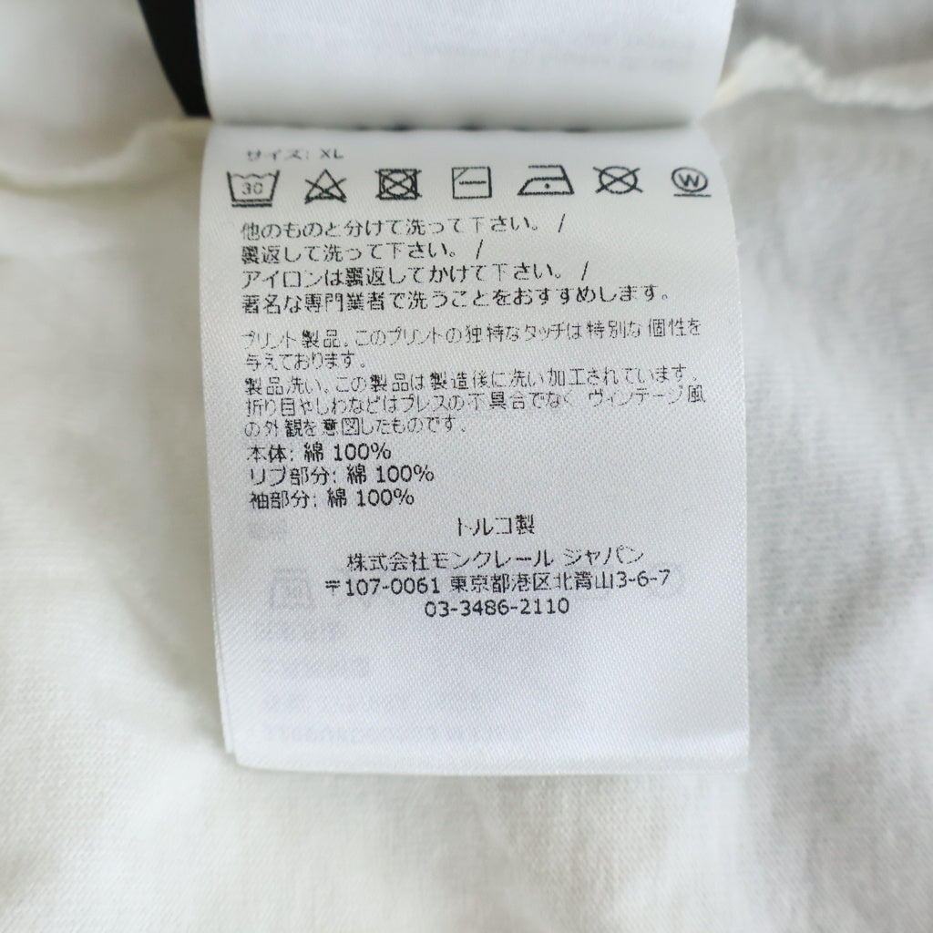MONCLER(モンクレール) × FRAGMENT FRGMT フラグメント 千鳥柄切替 長袖 ロングスリーブ Tシャツ カットソー ホワイト