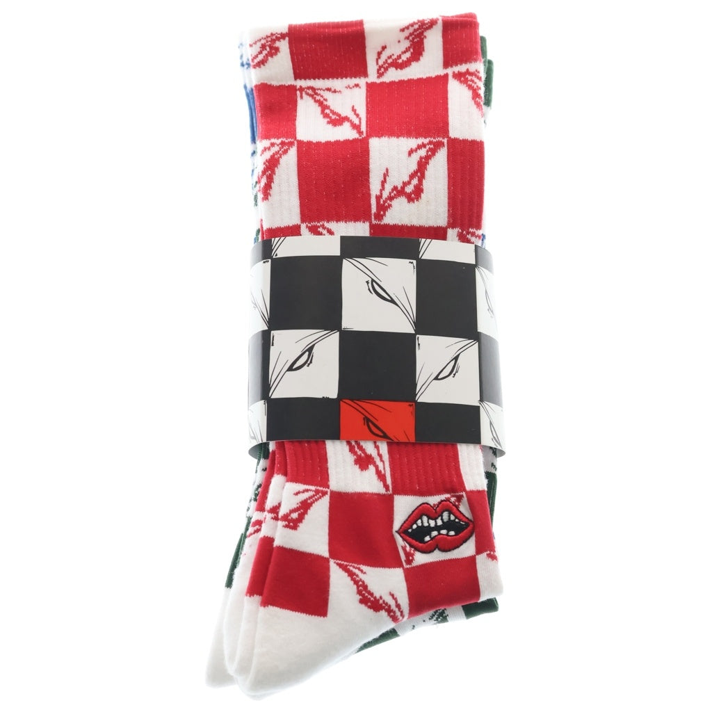 CHROME HEARTS(クロムハーツ) ×MATTY BOY 99 Eyes Chomper Socks 3PK Blue/Green/Red マッティボーイ 99アイズ チョンパー ソックス 3パック 靴下 ブルー/グリーン/レッド