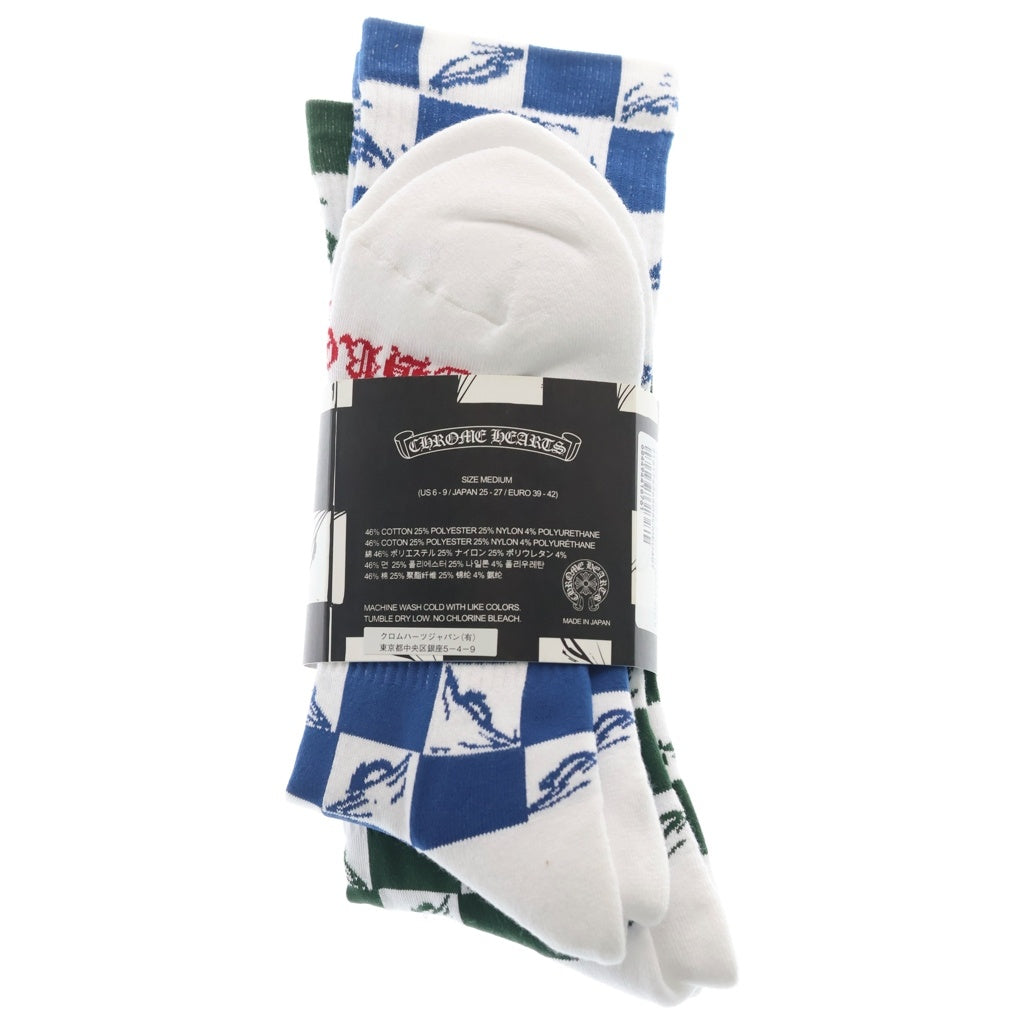 CHROME HEARTS(クロムハーツ) ×MATTY BOY 99 Eyes Chomper Socks 3PK Blue/Green/Red マッティボーイ 99アイズ チョンパー ソックス 3パック 靴下 ブルー/グリーン/レッド