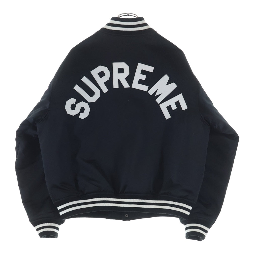 SUPREME(シュプリーム) 24AW ×Mitchell & Ness Satin Varsity Jacket ミッチェルアンドネス サテン バーシティージャケット スタジャン ブラック