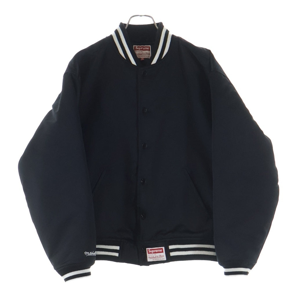 SUPREME(シュプリーム) 24AW ×Mitchell & Ness Satin Varsity Jacket ミッチェルアンドネス サテン バーシティージャケット スタジャン ブラック