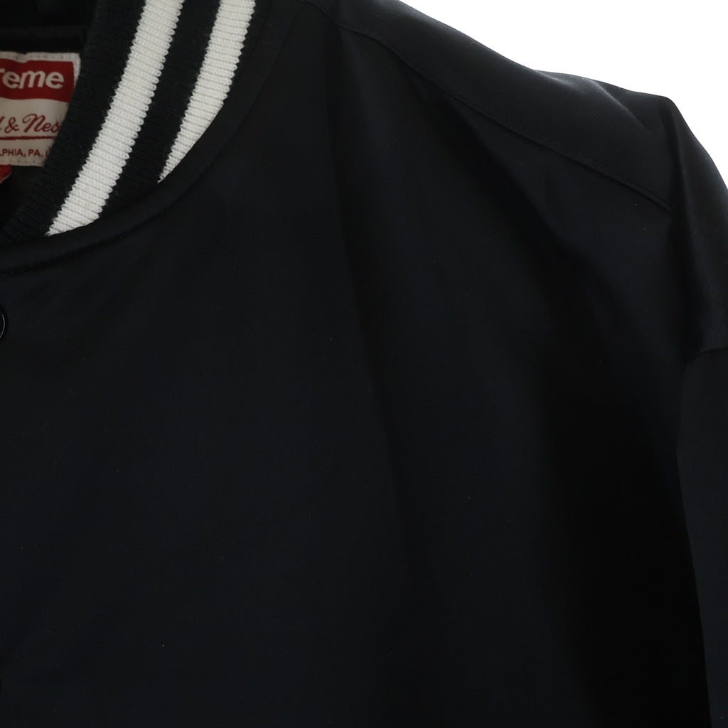 SUPREME(シュプリーム) 24AW ×Mitchell & Ness Satin Varsity Jacket ミッチェルアンドネス サテン バーシティージャケット スタジャン ブラック