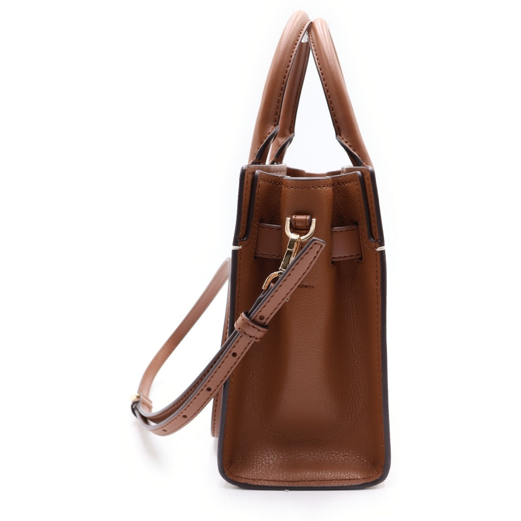 MICHAEL KORS(マイケルコース) Hamilton Small Logo Satchel 35F1GHMS1B ハミルトン MKシグネチャーロゴ PVCハンドトートバッグ 2WAY ショルダーバッグ ホワイト/ブラウン レディース